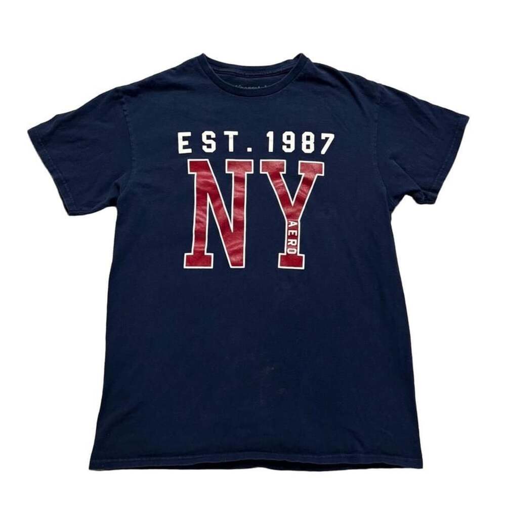 Aeropostale NY Est. 1987 T-Shirt Size M Navy Blue Graphic Tee